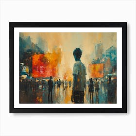 Digital Fusion: Human and Virtual Realms - A Neo-Surrealist Collection. Man In The City Art Print