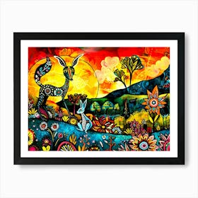 Outback Animals - Batik Deer Art Print