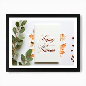 An Autumnal Thanksgiving Holiday Greeting Card In A Handwritten Calligraphy Design Vectorial Print (3) Art Print