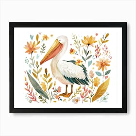 Little Floral Pelican 3 Art Print