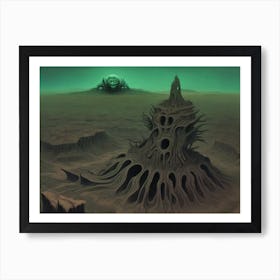 Ancient Alien Tample Green Atmosphere Art Print