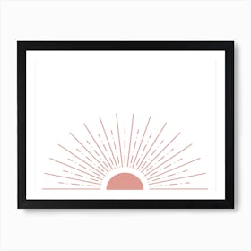 Half Sunburst Pink Bedroom Art Print