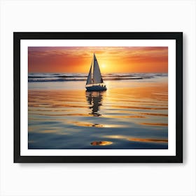 Sailboat At Sunset 1 Art Print