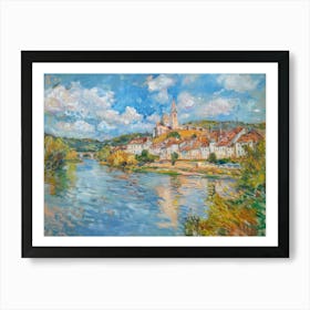 Lakeside Village Tapestry Painting Inspired By Paul Cezanne Art Print