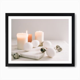 Easter Eggs And Candles Art Print