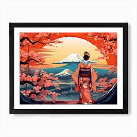Ukiyo E Mount Fuji Japan Geisha Colour 5 Art Print