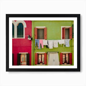 Laundry In Colorful Burano, Italy Art Print