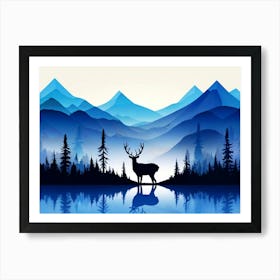 Deer In The Mountains Art Print