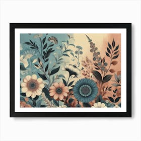 Floral Garden In Three Tone Abstract Poster 2 Art Print