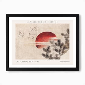 Birds And Sunset, Katsushika Hokusai Poster Art Print