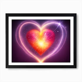 A Colorful Glowing Heart On A Dark Background Horizontal Composition 81 Art Print