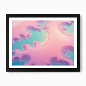 Abstract Background With Flowing, Organic Shapes In Shades Of Pink And Blue, Creating A Soft And Dreamy Aesthetic Art Print