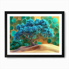 Blue Tree In The Desert 2 Art Print