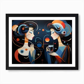 Two Women Drinking Coffee Art Print