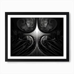 Surreal Symmetry Abstract Black And White 6 Art Print