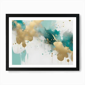 Gold And Teal Abstract Painting 1 Art Print