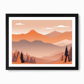 Misty mountains horizontal background in orange tone 60 Art Print