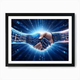 A Robotic Hand And A Human Hand Shaking Hands Art Print