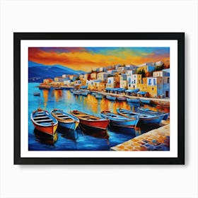 Boats In Harbour 1 Art Print