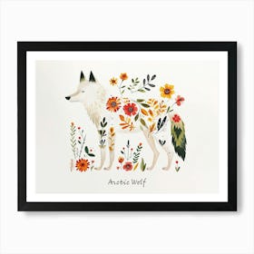 Little Floral Arctic Wolf 4 Poster Poster