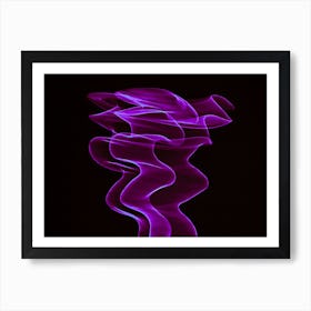 Glowing Abstract Curved Purple Lines Art Print