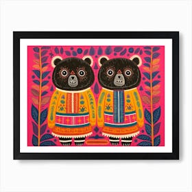 Binturong 1 Folk Style Animal Illustration Art Print