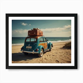 Vintage Car On The Beach 1 Art Print