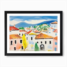 Prato Italy Cute Watercolour Illustration 2 Art Print