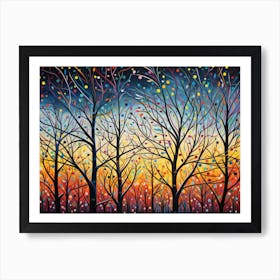 Trees At Night Art Print