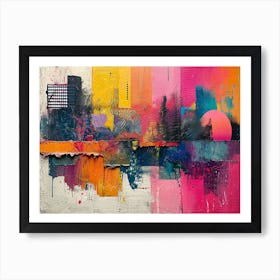 Colorful Chronicles: Abstract Narratives of History and Resilience. Cityscape Abstract Painting Art Print