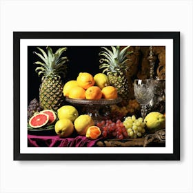 Fruit And Grapes Art Print