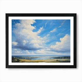 Cumulus Clouds Headlining The Scenic Landscape Clustered Carelessly Against A Shifting Cerulean Ba 2 1 Art Print