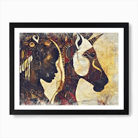 A Nice African Art Illustration With An Impasto Style 01 Art Print