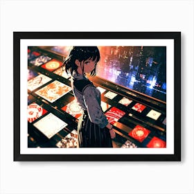 Anime Girl In A City Art Print