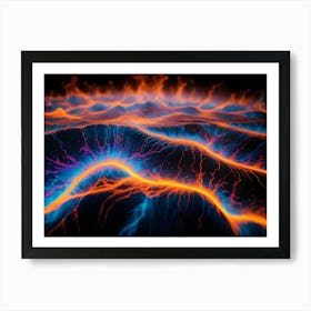 A Mesmerizing Abstract Image Of A Flowing, Orange And Blue Liquid, Creating A Dynamic And Vibrant Composition Art Print