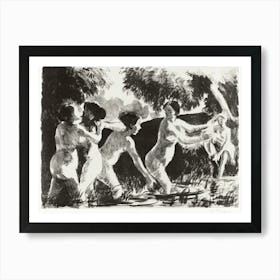 Bathers Wrestling (ca. 1896), Camille Pissarro Poster