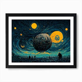 Death Star Starry Night Van Gogh Style Art Print