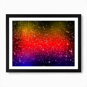 Blue, Red, Yellow Shining Star Background Art Print