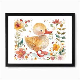 Little Floral Duck 3 Art Print