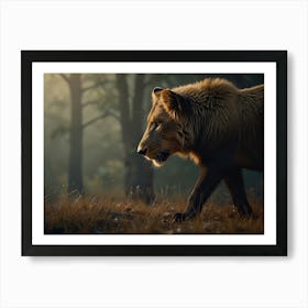 Lion In The Woods Art Print