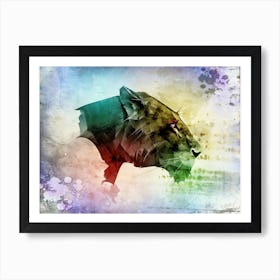 Tiger Art Illustration In A Photomontage Style 05 Art Print