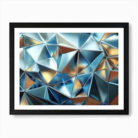 3d Shiny Metallic Triangles Forming Complex Pattern 2 Art Print