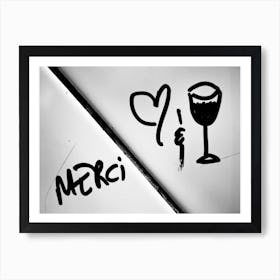 Merci Love Wine Art Print