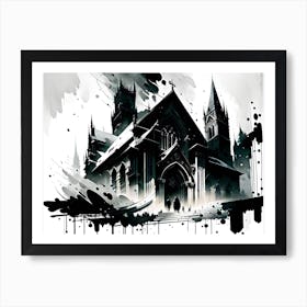 Black And White Of A Church Art Print