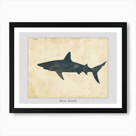 Blue Shark Grey Silhouette 1 Poster Art Print