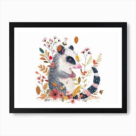 Little Floral Opossum 3 Art Print
