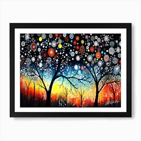 Autumn Night 4 - Christmas Trees Art Print