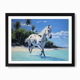 A Horse Oil Painting In Bora Bora French, Polynesia, Landscape 2 Art Print