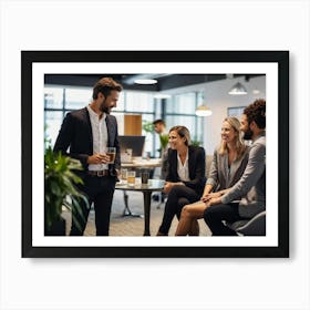 Energetic Team Of Adults Multi Cultural Melting Together In A Well Designed Modern Office Space B (2) Art Print