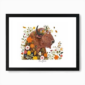 Little Floral Buffalo 3 Poster Art Print